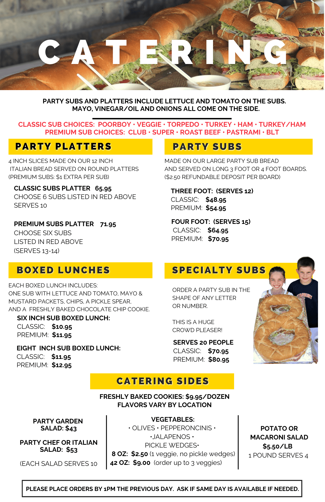 Catering menu